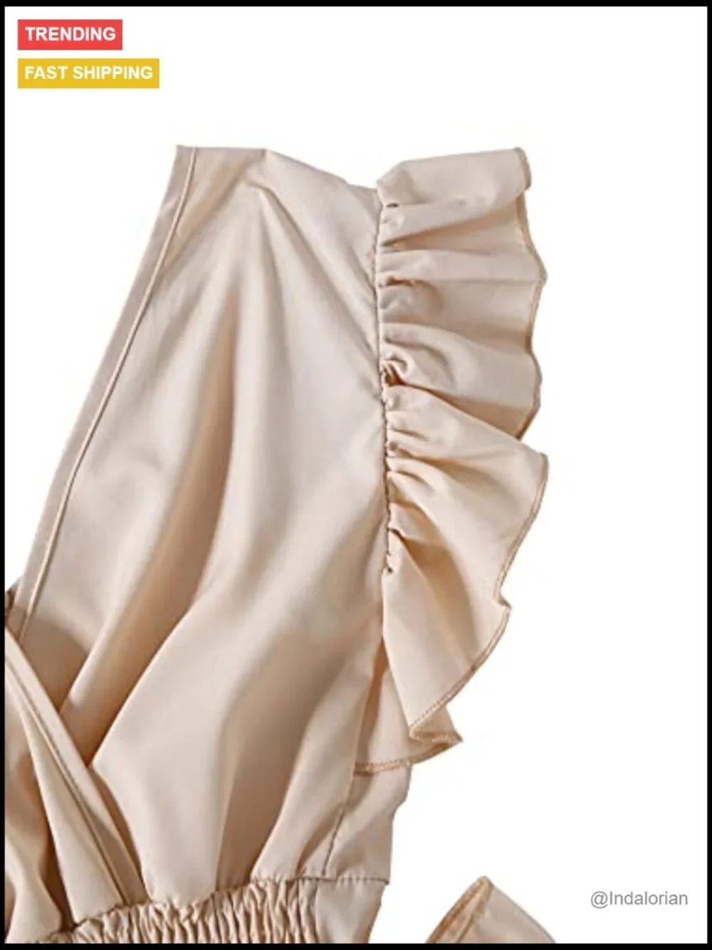 V-Neck Ruffle Cap Sleeve Side Bow Shirred Hem Crop Tank Top - Picture 4 of 5